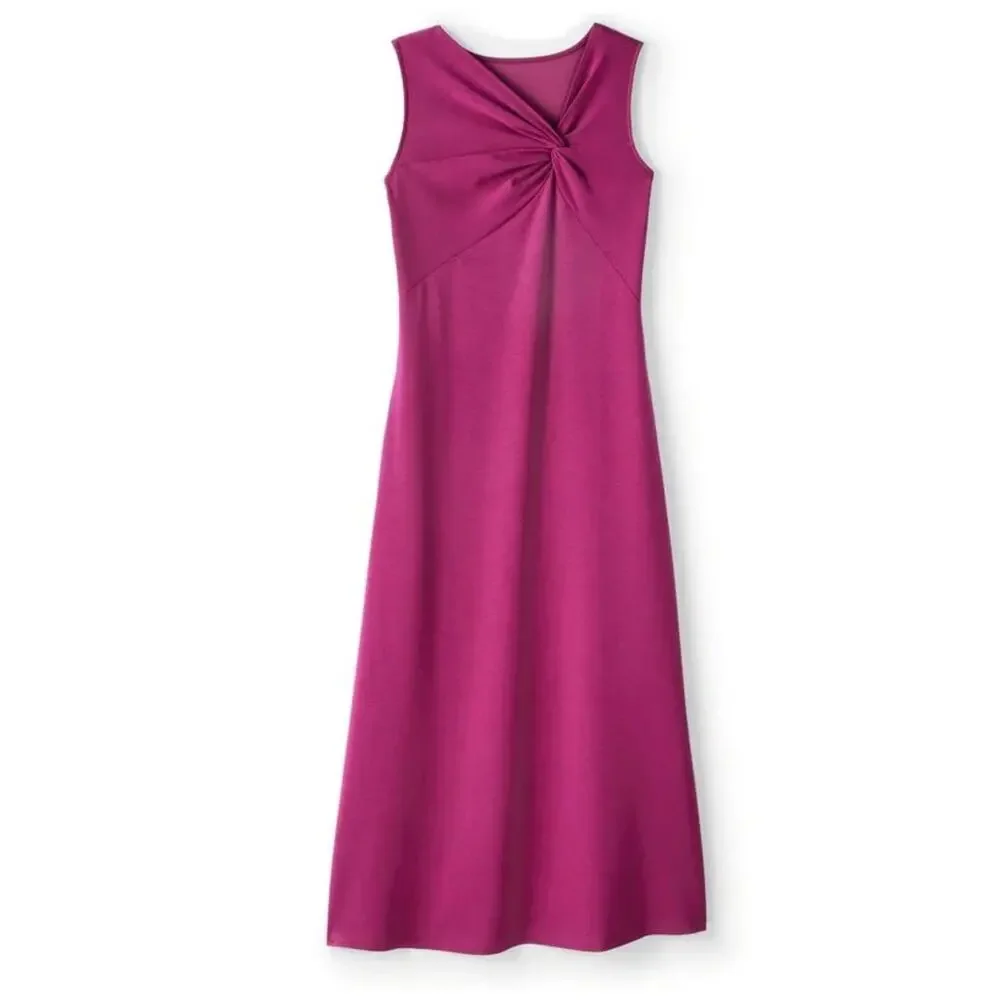 Soft Surroundings Hannah Maxi Dress Small Raspberry Twist Neck Scooba Knit Soft